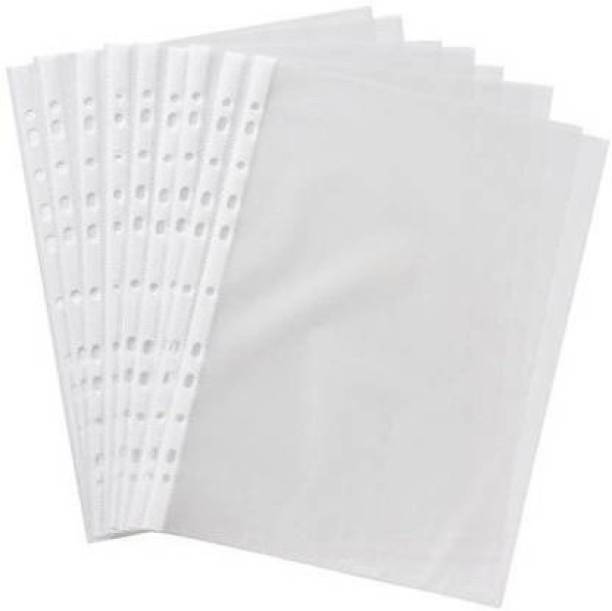 Ang Plastic 100-Piece Transparent Waterproof Sheet Protector Files with 11 Punched Ring Holes, A4 Size (Transparent File Sleeves-100Pcs) Plastic
