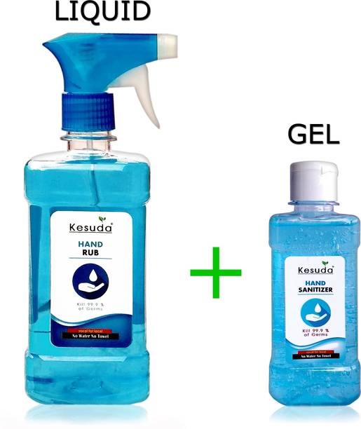 KESUDA 1 Liter LIQUID  Spray with 250ml  GEL with flipflop cap (1L+250ml) Hand Sanitizer Bottle