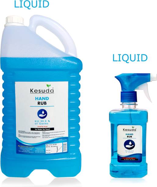 KESUDA 5 Liter Hand Rub (LIQUID) with 500ml blue hand Sanitizer Spray(5L+500ml) Hand Rub Can