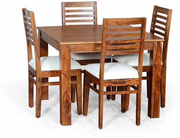 MAHIMART AND HANDICRAFTS SOLID WOOD DINING SET FINISH COLOR Natural Teak Finish Solid Wood 4 Seater Dining Set