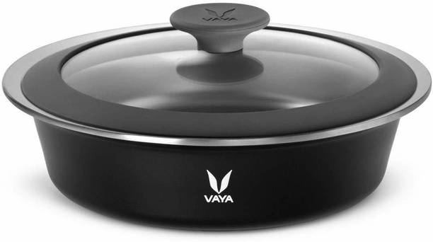 वाया HauteCase with Glass Lid 1100 ml - Vacuum Insulated Stainless Steel Serving Casserole Glass lid, Thermal HotCase, Hot Box, 1.1 Litre Color : Sable Black कुक एंड सर्व कैसरोल
