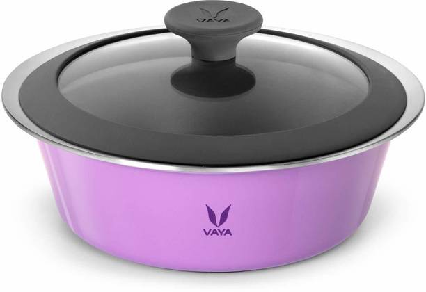 वाया HauteCase with Glass Lid 1500 ml - Vacuum Insulated Stainless Steel Serving Casserole Glass lid, Thermosteel Casserole, 1.5 Litre, Color : Iris Purple कुक एंड सर्व कैसरोल