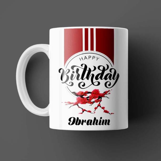 Beautum Happy Birthday Ibrahim Name White Ceramic Coffee Model:BHYBD007209 Ceramic Coffee Mug