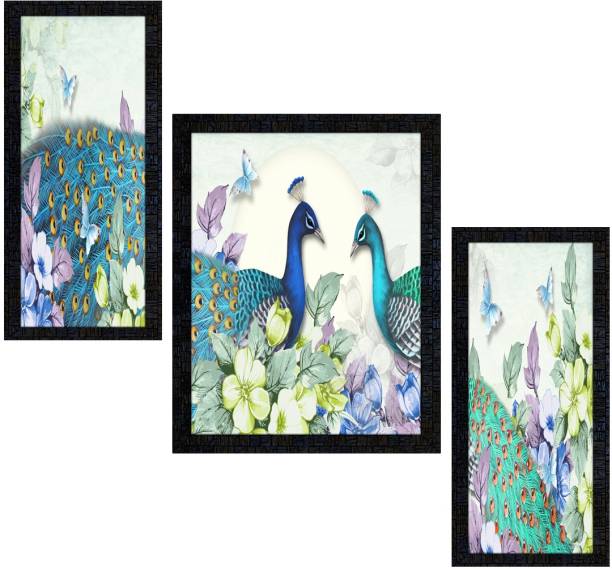 pnf Peacock Art Set of 3 paintingPNF-2221- Digital Reprint 13.5 inch x 10.5 inch Painting