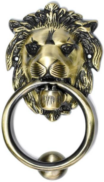 H&T PRODUCTS Lion Face With Ring Door Knocker (Antique Brass,Size 7 inch,Pack of 1) Brass Door Knocker