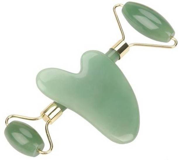 Newvent Green Jade Facial Massage Roller with Gua Sha Original Green Jade Facial Massage Roller With Gua Sha Massager