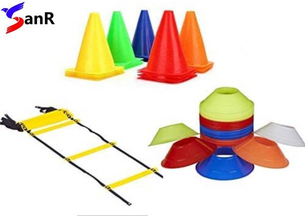 SanR 6 Inch Cones Pack 6 ,10 Space Markers And 4 Meter Ladder Agility Combos Football Kit