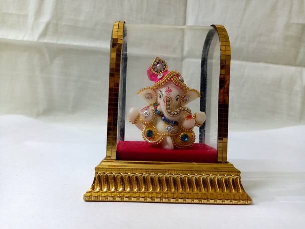 SHRI SAINATH ENTERPRIES (Sunny Arts 501P) Lord Ganesha Idols for Home Decor, Idol for car Dashboard . Decorative Showpiece  -  9 cm