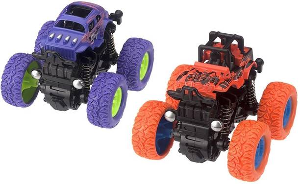 Neel Mini Monster Trucks Friction Powered Cars for Kids Big Rubber Tires Baby Boys Super Cars Blaze Truck Children Gift Toys Mini Rock Crawler (Pack of 2)