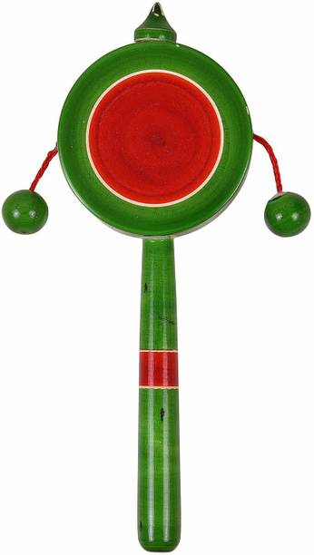 Smartcraft Plate Rattle, Wooden Rattle Hand Drum Kids Toy- Multicolor Rattle