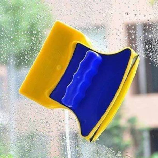 Trendy Kings Magnetic Window Cleaner Double-Side Glazed Two Sided Glass Cleaner Wiper with 2 Extra Cleaning Cotton Cleaner Squeegee Washing Equipment Household Cleaner