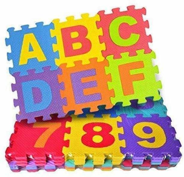 rudrams Alphabet+Numeric EVA MATS Puzzle for Kids Interlocking Learning Alphabet(A to Z) & Numbers(0-9) Size 4 X 4 inch Each Piece with 1 cm Thickness (Set of 36 pcs)(Colors May Vary)