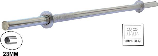 L'AVENIR Gym & Fitness STRONG & HEAVY DUTY 5ft STRAIGHT ROD (23mm Thick) with Rod LOCKS Weight Lifting Bar