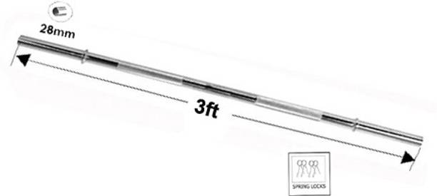 L'AVENIR Gym & Fitness 3ft. HEAVY DUTY Weight Lifting STRAIGHT ROD(28mm) with LOCKS Weight Lifting Bar