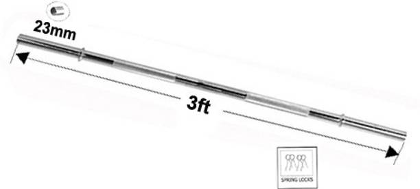 L'AVENIR Gym & Fitness Weight Lifting 3ft. STRAIGHT ROD(23mm) with ROD LOCKS Weight Lifting Bar