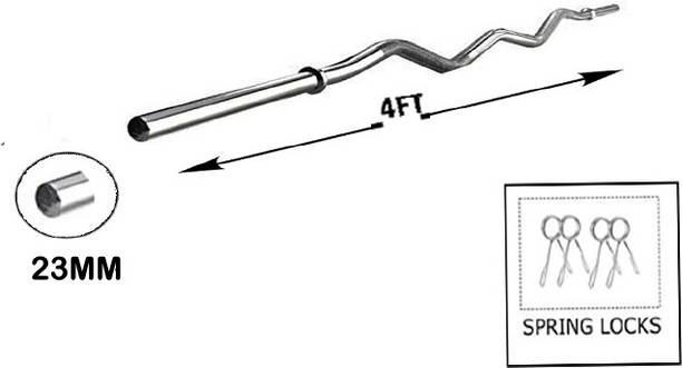 L'AVENIR Gym & Fitness 4ft BEND / CURL / EZ Rod (23mm) with Rod LOCKS Weight Lifting Bar