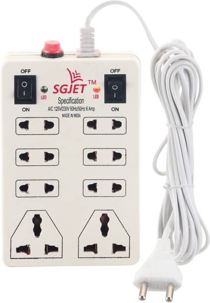 SGJET 8 SOCKET 2 SWITCHES EXTENSION CORD/ EXTENSION BOARD 8  Socket Extension Boards