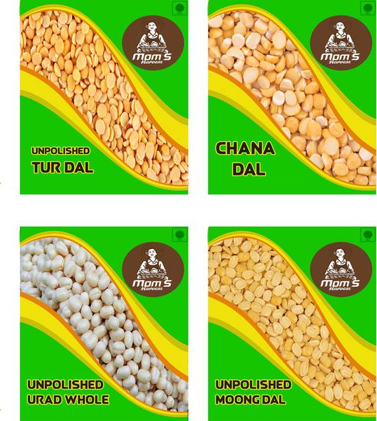 MOM'S HARVEST Dal Combo Unpolished Toor Dal 1 kg Urad Dal 1 kg Moong Dal 500g Chana Dal 250g Combo