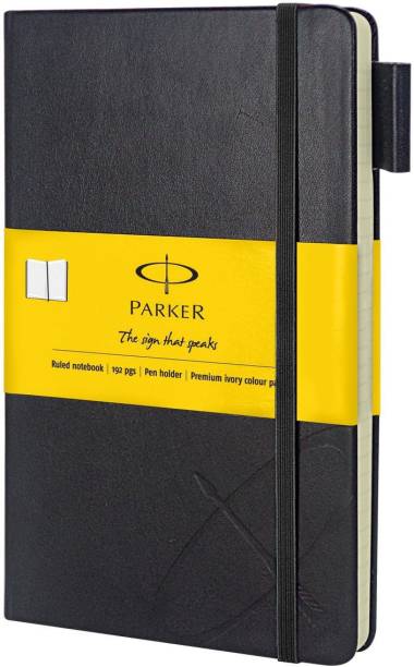 PARKER Notebook Diary Ruled | 192 Pgs With Pen Holder| Premium Ivory Color Paper A5 Notebook Ruled 192 Pages