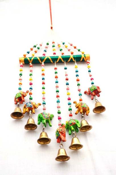 Raj Shai Craft Decorative Jhoomar Wind Chime Hanging Bell ganesha Jhumer multi Colour Full Door,Wall Hanging for Home,tample,Event Decoration (paper mache) Decorative Showpiece  -  44 cm