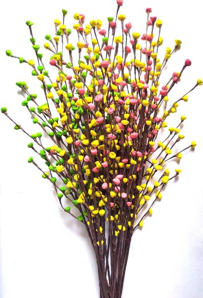 fab n Style Multicolour Rose Flower Bunch For Vase Green, Yellow, Red Rose Artificial Flower