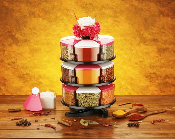 Cronus 360° Spice Jars Masala Jars Spice Box Masala Box Set Of 18  - 300 ml प्लास्टिक ग्रोसरी कंटेनर