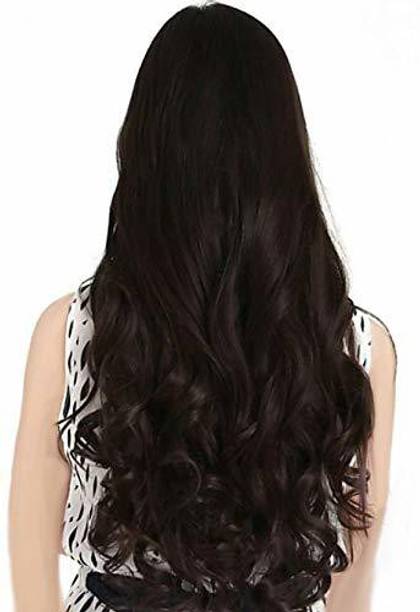 Hymaa Women's Natural Brown Curly/Wavy  Extensions Hair Extension
