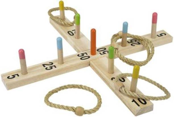 Dhinchak Latest Wooden Ring Toss Throw Game for Kids Age 3 Plus( Premium Quality Big Size)