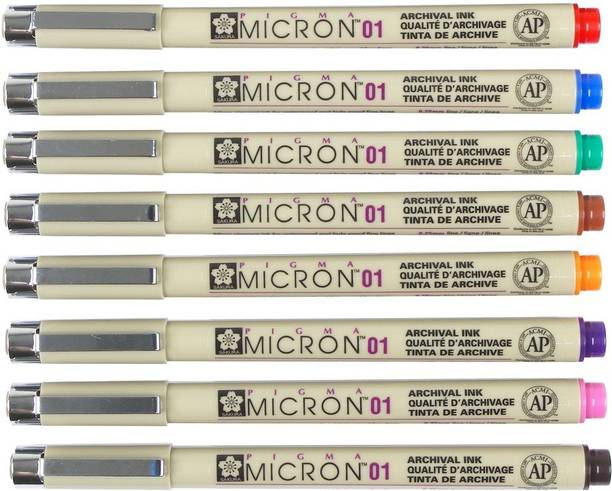 SAKURA Pigma Micron 01(0.25) - 8 Multicolor Calligraphy Fineliner Pen