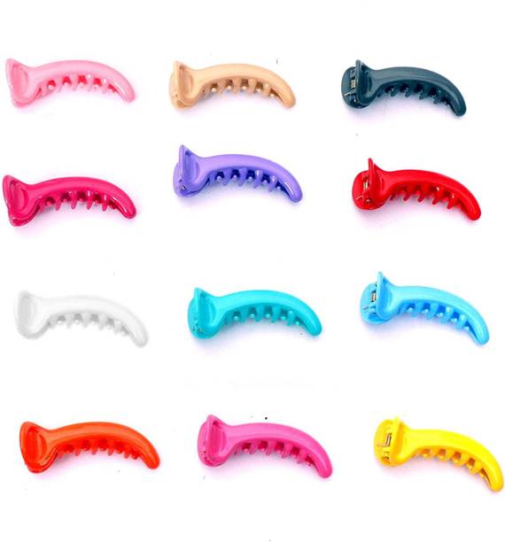 Myra Collection fashion Women's Plastic Banana Medium Hair Clutcher (MULTI) PACK OF 12 Banana Clip