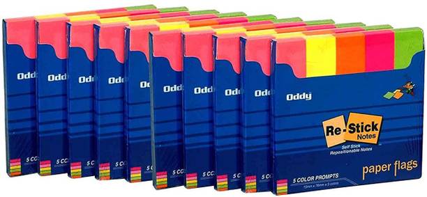 Oddy RS PR5 STICKY NOTES PROMPTS 250 Sheets Regular PAPER FLAGS, 5 Colors