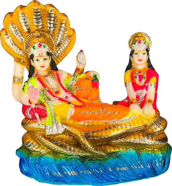 Elegant Lifestyle Vishnu Lakshmi & Sheshnag Idol | Hindu Religious God Sculpture | Vishnu Laxmi Murti for Home/Office Decorative Showpiece  -  21 cm
