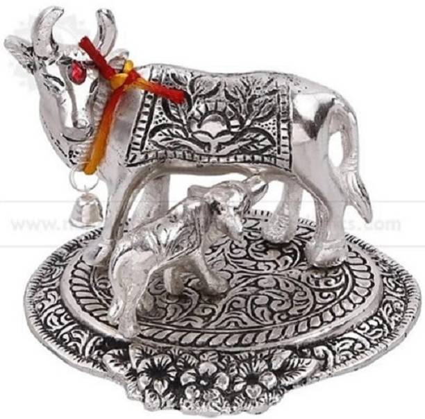 Gokulshoppe Cow And Calf Decorative Showpiece Decorative Showpiece  -  8 cm