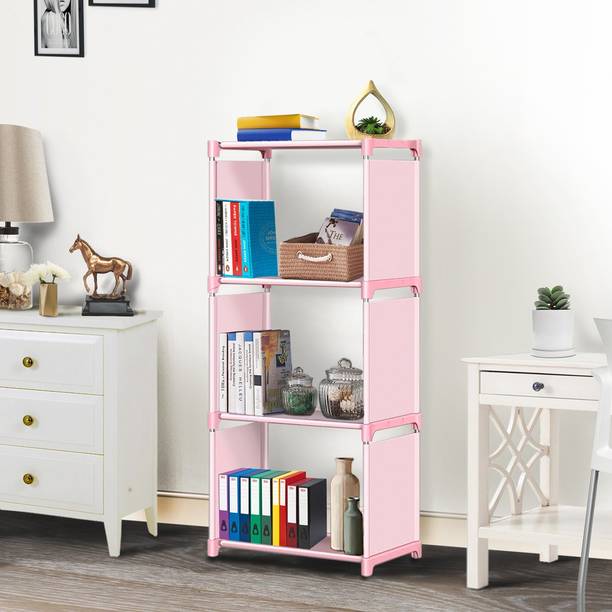 saintwod Plastic 4 Shelf Book Organizer Plastic Open Book Shelf
