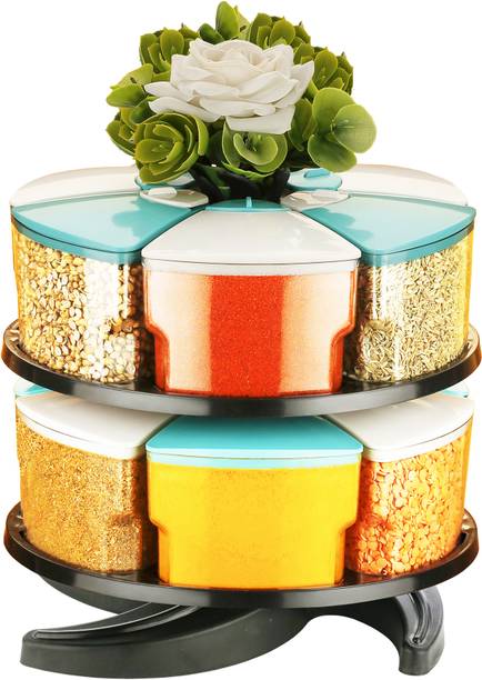 Alexa 360° Spice Container Masala Container Spice Box Masala Box Spice Jar Masala Jar Set Of 12  - 300 ml प्लास्टिक ग्रोसरी कंटेनर