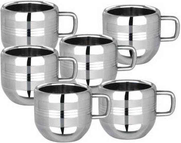 SteelShoppers Pack of 6 Steel Pack of 6 Stainless Steel Double Wall Cup Set