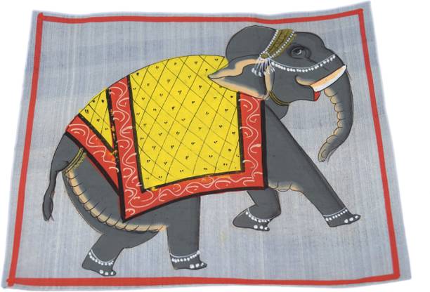 Global Art Traders Beautiful New Elephant Painting On Cloth Unframed Great Home Décor Watercolor 7 inch x 6 inch Painting