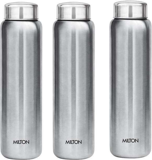MILTON Aqua Stainless Steel Fridge Water Bottle 930 ml, Set Of 3, Silver 950 ml Bottle