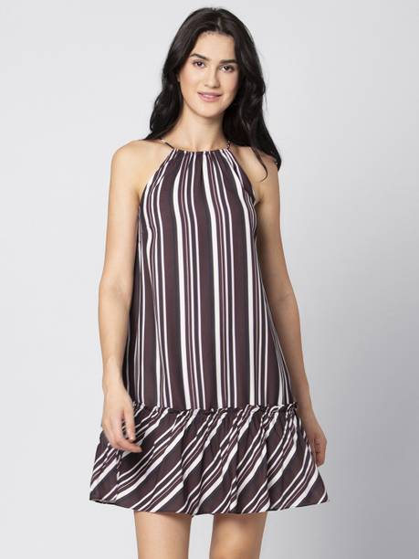 Women Fit and Flare Maroon Mini/Short Dress