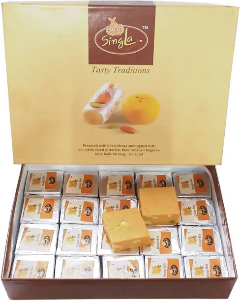 Singla Orange Dry Fruit Bite Burfi Sweet 500g Box