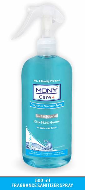 Mony Care Plus Fragrance Sanitizer Spray Aqua Fresh 75 % Alcohol Content Hand Sanitizer Pump Dispenser