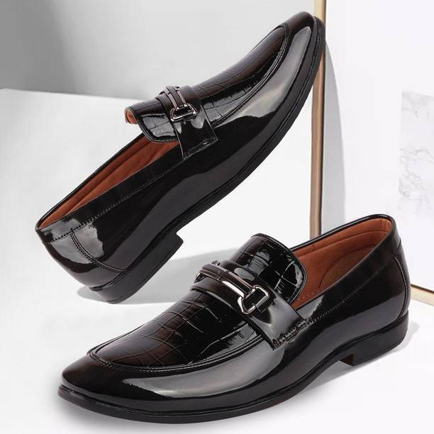 Patent Leather Party Casual Office Horsebit Buckle Shoes Slip On For Men