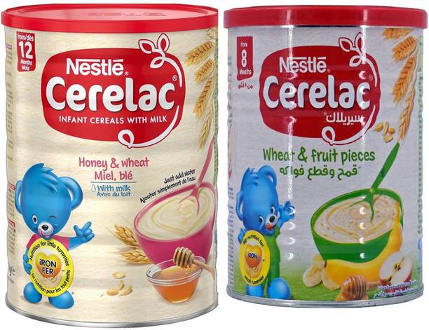 NESTLE Combo 400g (Pack of 2) - Honey & Wheat With Milk + Wheat & Fruit Pieces Cereal