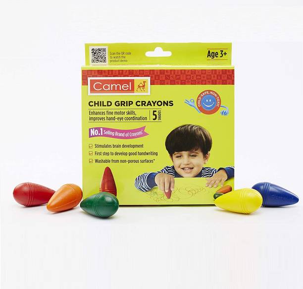 Camlin Ca-mel Child Grip Crayon Set - Multicolor (Pack of 5)