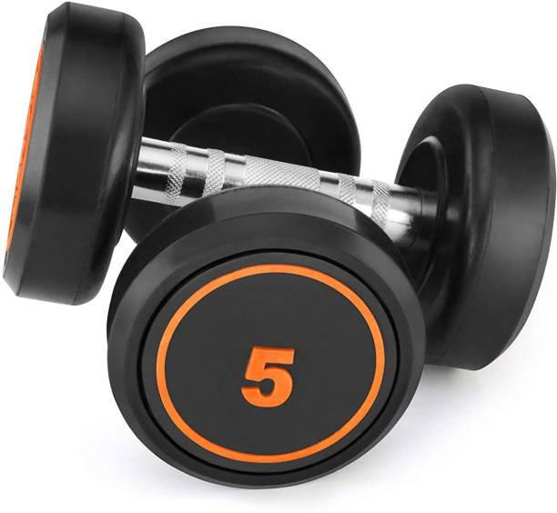 Adonai Rubber Coated Round Dumbbells with Knurled Steel Grip Pair of 2 Dumbbells Fixed Weight Dumbbell