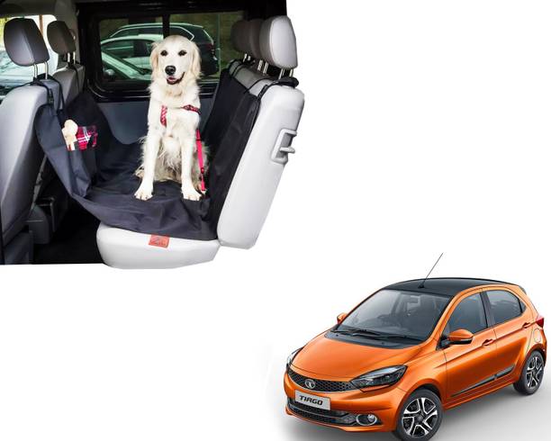 WolkomHome Waterproof Car Hammock Rear Seat Cover for Pets - 55 x 56 Inches, Black with two pockets for Tata Tiago 2019 Hammock Pet Seat Cover