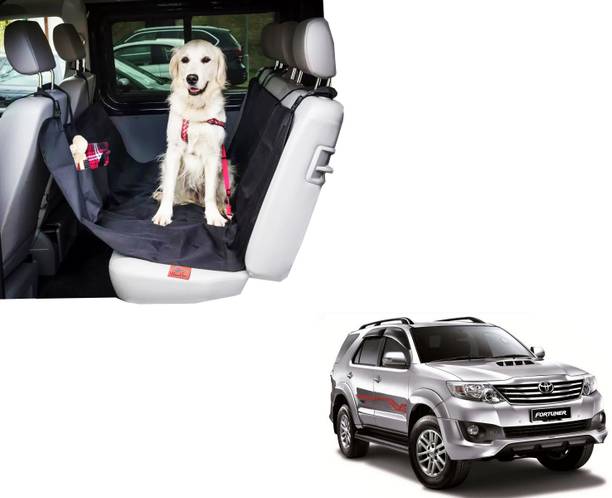 WolkomHome Waterproof Car Hammock Rear Seat Cover for Pets - 55 x 56 Inches, Black with two pockets for Toyota Fortuner 2017 Hammock Pet Seat Cover