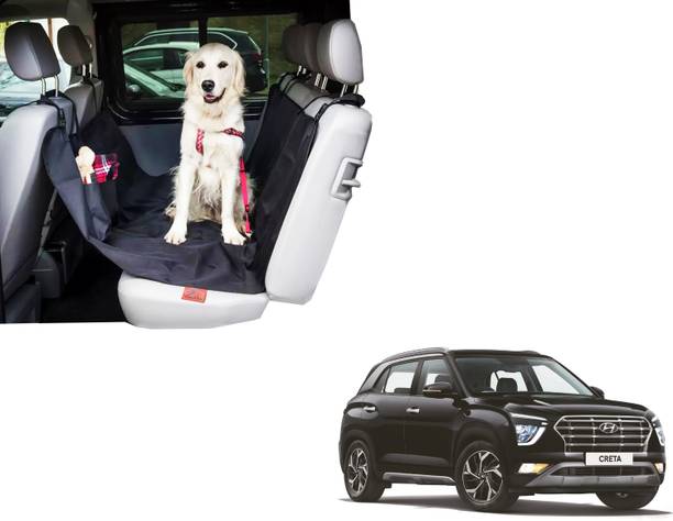 WolkomHome Waterproof Car Hammock Rear Seat Cover for Pets - 55 x 56 Inches, Black with two pockets for Hyundai Creta New 2020 Hammock Pet Seat Cover