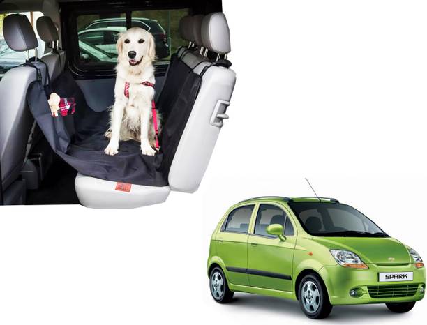 WolkomHome Waterproof Car Hammock Rear Seat Cover for Pets - 55 x 56 Inches, Black with two pockets for Chevrolet Spark Hammock Pet Seat Cover
