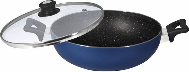 Baltra induction base non stick kadai 26 cm (Blue) Kadhai 26 cm diameter with Lid 4 L capacity